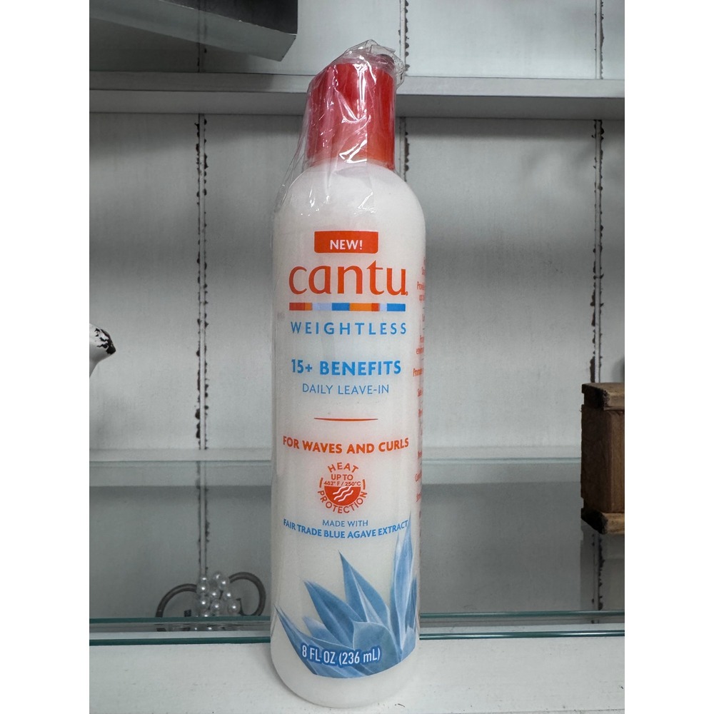 Cantu Weightless 15+ Benefits Daily Leave-In for Waves and Curls 8 fl oz New